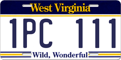 WV license plate 1PC111