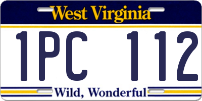 WV license plate 1PC112
