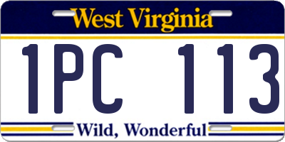WV license plate 1PC113