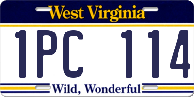 WV license plate 1PC114