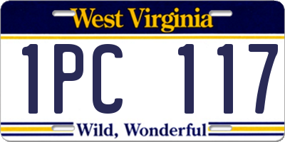 WV license plate 1PC117