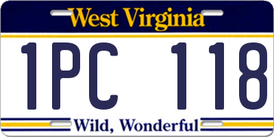 WV license plate 1PC118