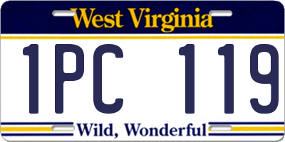 WV license plate 1PC119