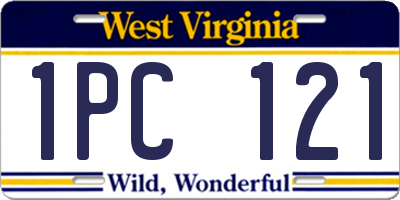 WV license plate 1PC121