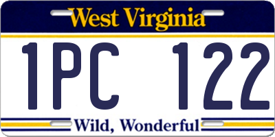 WV license plate 1PC122