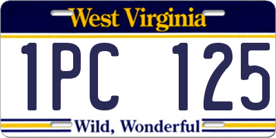 WV license plate 1PC125