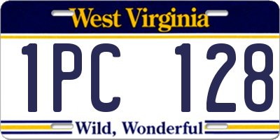 WV license plate 1PC128