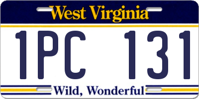 WV license plate 1PC131