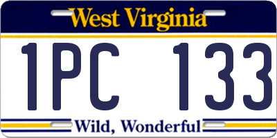 WV license plate 1PC133