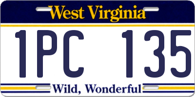 WV license plate 1PC135