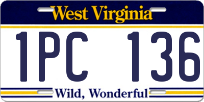 WV license plate 1PC136