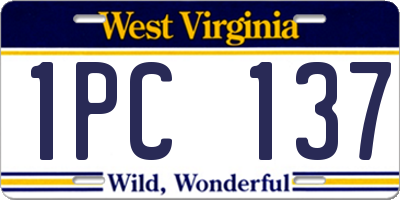 WV license plate 1PC137