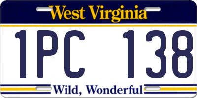 WV license plate 1PC138