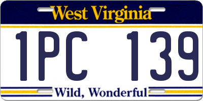 WV license plate 1PC139