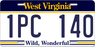 WV license plate 1PC140