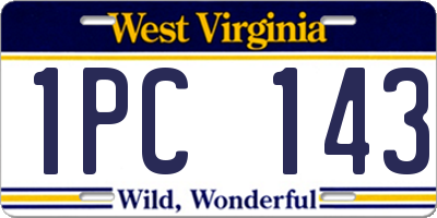WV license plate 1PC143