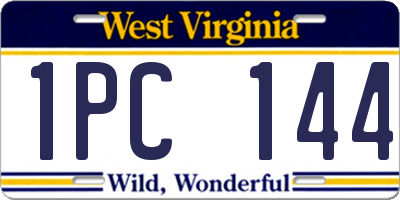 WV license plate 1PC144