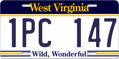 WV license plate 1PC147