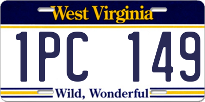 WV license plate 1PC149