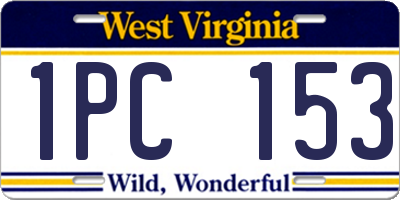 WV license plate 1PC153