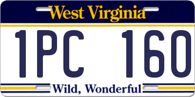 WV license plate 1PC160