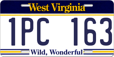 WV license plate 1PC163