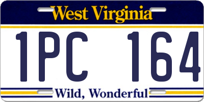 WV license plate 1PC164