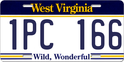 WV license plate 1PC166
