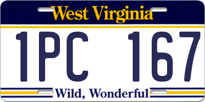 WV license plate 1PC167