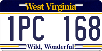 WV license plate 1PC168