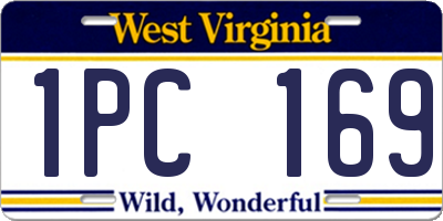WV license plate 1PC169