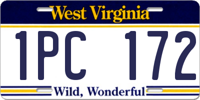 WV license plate 1PC172