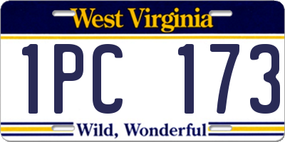 WV license plate 1PC173