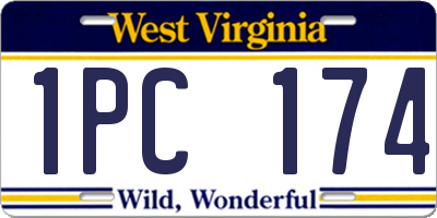 WV license plate 1PC174