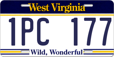 WV license plate 1PC177