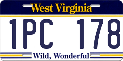 WV license plate 1PC178