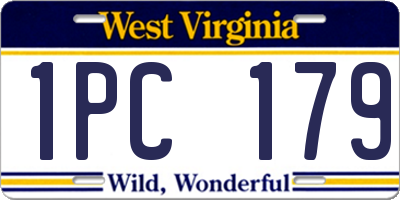 WV license plate 1PC179