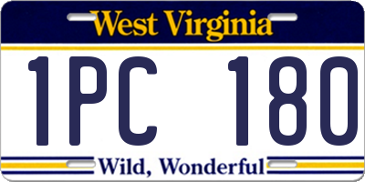 WV license plate 1PC180