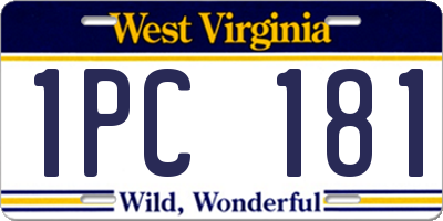 WV license plate 1PC181