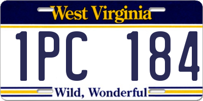 WV license plate 1PC184