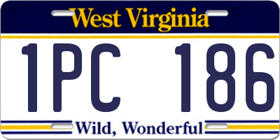 WV license plate 1PC186