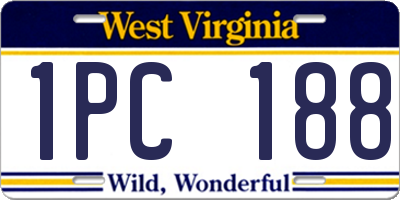 WV license plate 1PC188