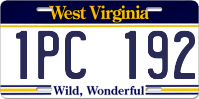WV license plate 1PC192