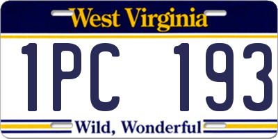 WV license plate 1PC193