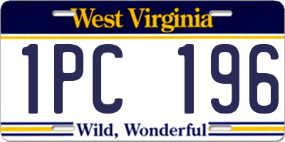 WV license plate 1PC196