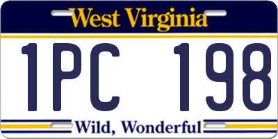 WV license plate 1PC198