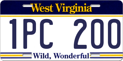 WV license plate 1PC200