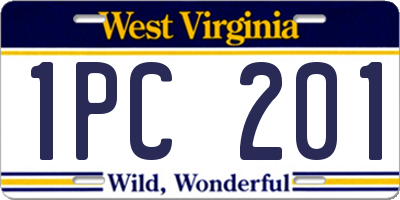 WV license plate 1PC201