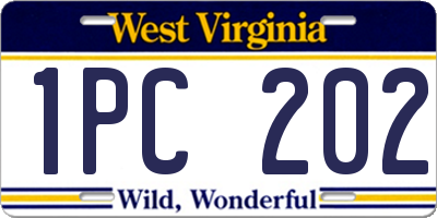 WV license plate 1PC202