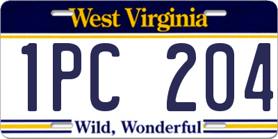 WV license plate 1PC204